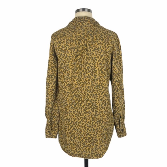 ZARA Premium Denim Collection Leopard Print Brown Shirt XL Button Down Lyocell - Picture 6 of 11